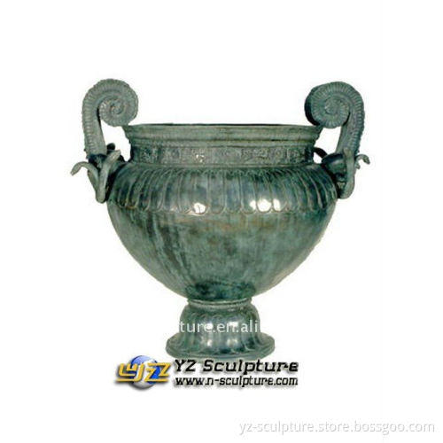 Antique Cast Bronze Flower pot Sculpture
